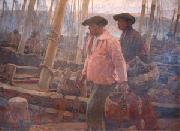 unknow artist Henri Royer Pecheurs cote basque Spain oil painting artist